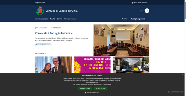 Security scan screenshot of https://www.comune.canosa.bt.it/it