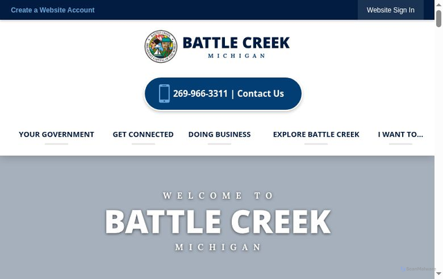 Security scan screenshot of https://battlecreekmi.gov/