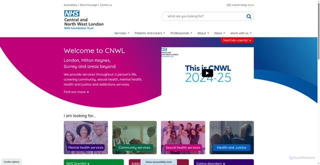 Security scan screenshot of https://www.cnwl.nhs.uk/