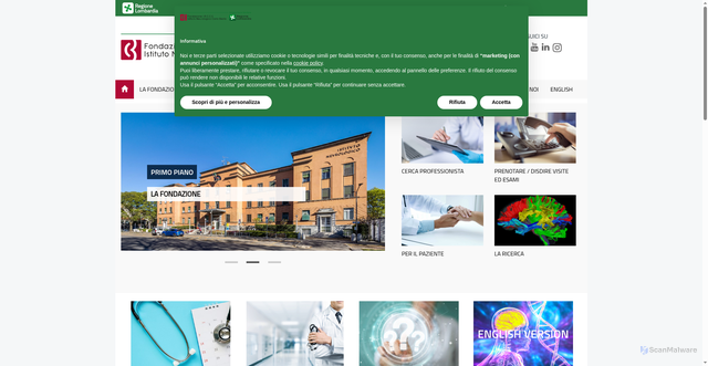 Security scan screenshot of https://www.istituto-besta.it/