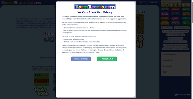 Security scan screenshot of https://www.roomrecess.com