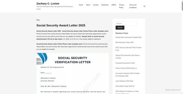Security scan screenshot of https://zacharyclevien.pages.dev/dhocl-social-security-award-letter-2025-lfbha/