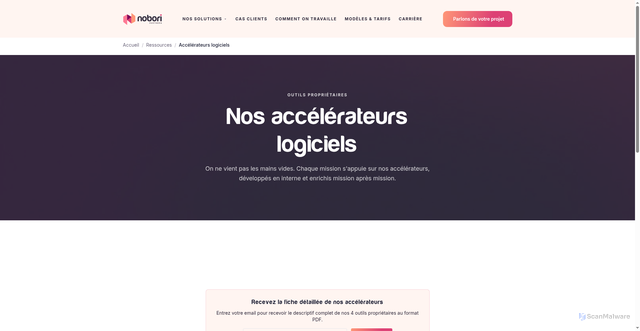 Security scan screenshot of https://nobori-website.pages.dev/ressources/accelerateurs-logiciels/