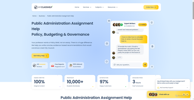 Security scan screenshot of https://myclasshelp.pages.dev/business/public-administration-assignment-help/