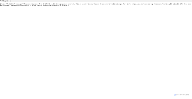Security scan screenshot of https://core-cosmos-sql-dev.documents.azure.com