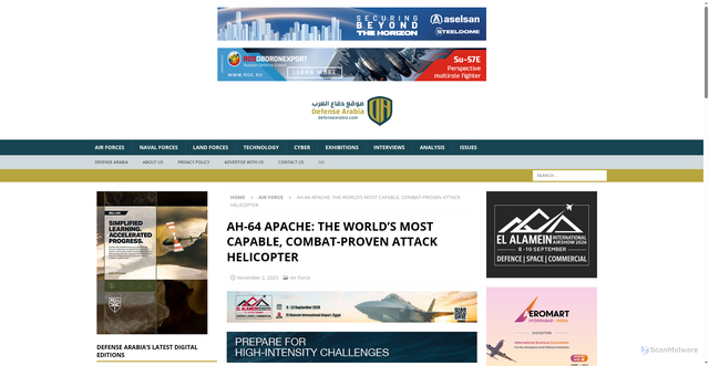 Security scan screenshot of https://english.defensearabia.com/ah-64-apache-the-worlds-most-capable-combat-proven-attack-helicopter/