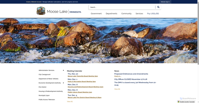 Security scan screenshot of https://www.cityofmooselake.net/