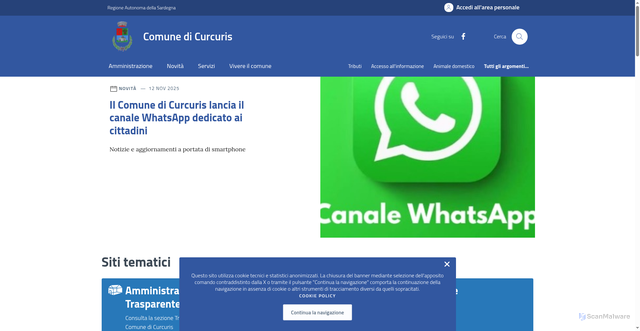 Security scan screenshot of https://comune.curcuris.or.it/