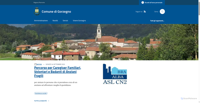 Security scan screenshot of https://www.comune.gorzegno.cn.it/