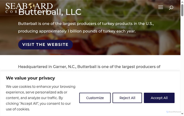 Security scan screenshot of https://www.seaboardcorp.com/our-companies/butterball/