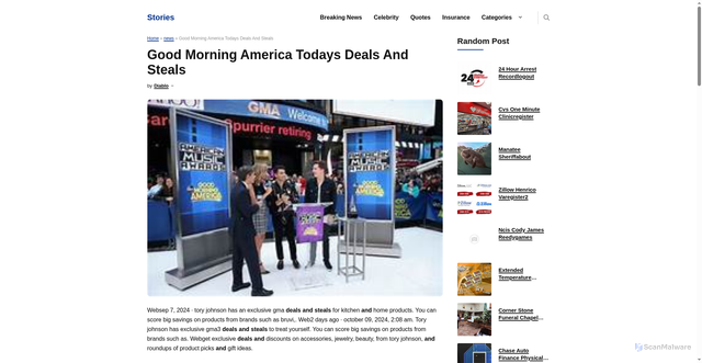 Security scan screenshot of https://stories.vitaman.com/news/good-morning-america-todays-deals-and-steals