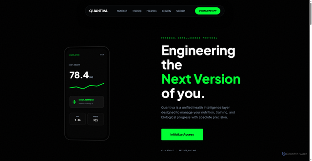 Security scan screenshot of https://quantiva-app.online/index.html
