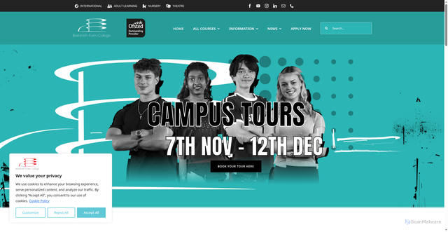 Security scan screenshot of https://www.bexhillcollege.ac.uk/