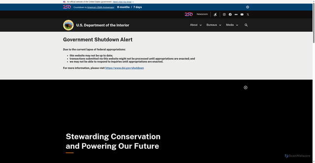 Security scan screenshot of https://www.doi.gov/