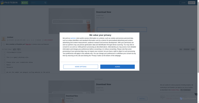 Security scan screenshot of https://pastebin.com/4Snwz6Zs