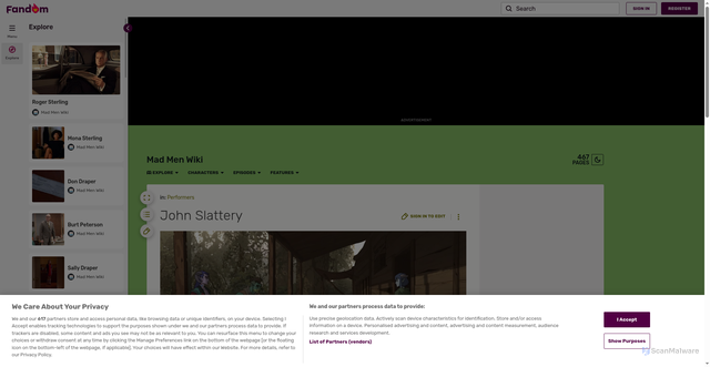 Security scan screenshot of https://madmen.fandom.com/wiki/John_Slattery