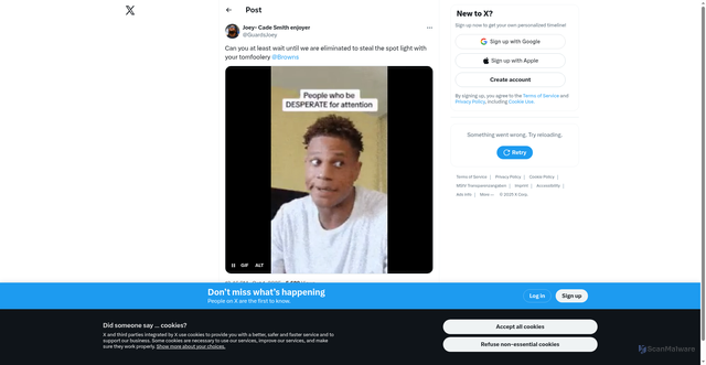 Security scan screenshot of https://x.com/GuardsJoey/status/1973369003973419288