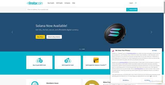 Security scan screenshot of https://www.instacoinatm.com/
