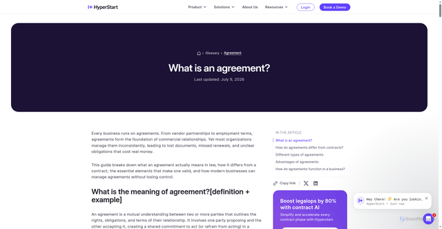 Security scan screenshot of https://www.hyperstart.com/glossary/agreement/