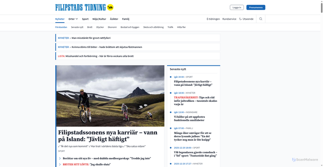 Security scan screenshot of https://filipstadstidning.se