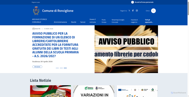 Security scan screenshot of https://www.comune.ronciglione.vt.it