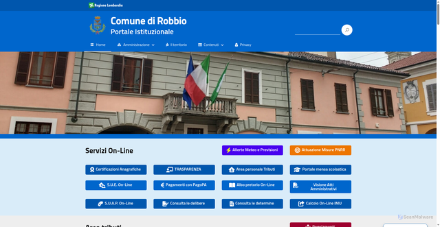 Security scan screenshot of https://www.comune.robbio.pv.it/