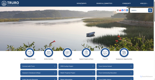 Security scan screenshot of https://truro-ma.gov/