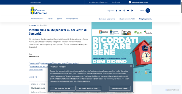 Security scan screenshot of https://www.comune.verona.it