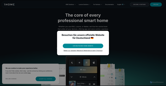 Security scan screenshot of https://1home.io