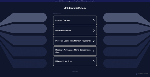Security scan screenshot of https://debitcrebit669.com