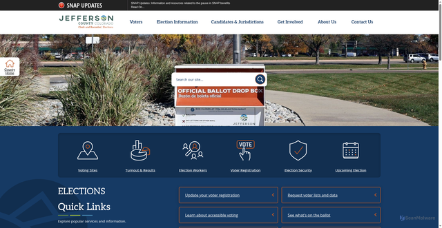 Security scan screenshot of https://www.jeffco.us/396/Elections
