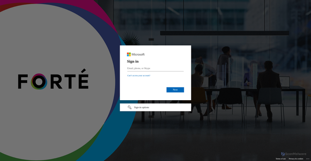 Security scan screenshot of https://forteworldwide.sharepoint.com
