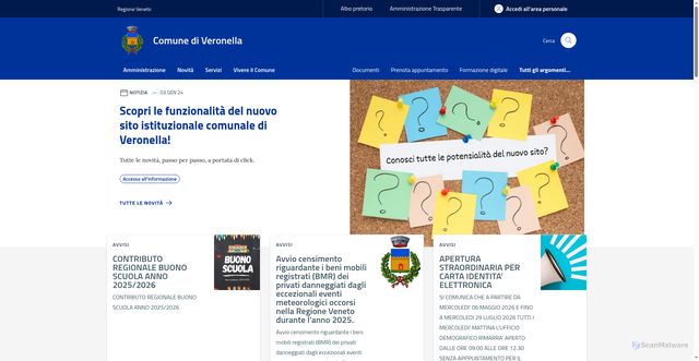Security scan screenshot of https://www.comune.veronella.vr.it