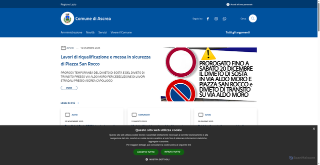 Security scan screenshot of https://comune.ascrea.ri.it/it