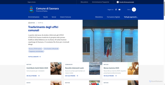 Security scan screenshot of https://www.comune.saonara.pd.it/