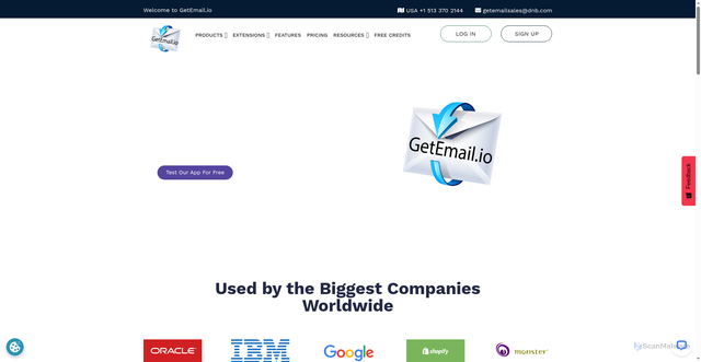 Security scan screenshot of https://getemail.io