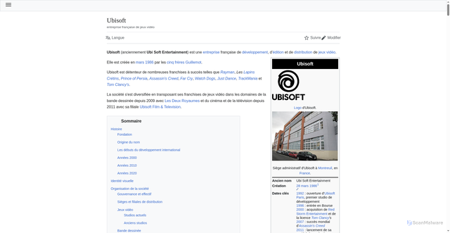 Security scan screenshot of https://wikipedia.sytes.net/wiki/Ubisoft