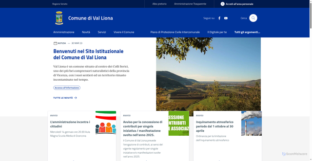 Security scan screenshot of https://www.comune.valliona.vi.it/