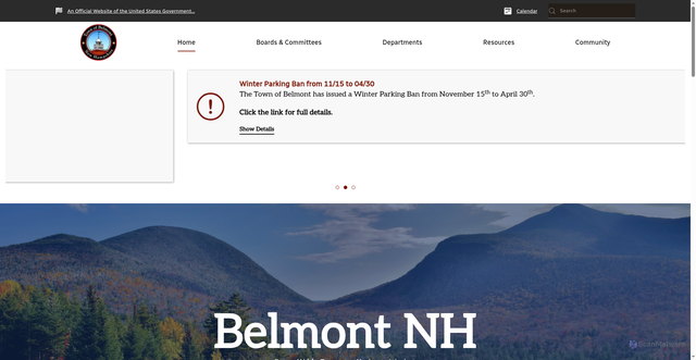 Security scan screenshot of https://belmontnh.gov/