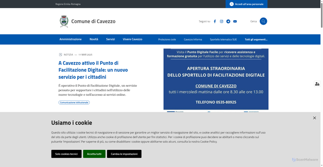 Security scan screenshot of https://www.comune.cavezzo.mo.it/