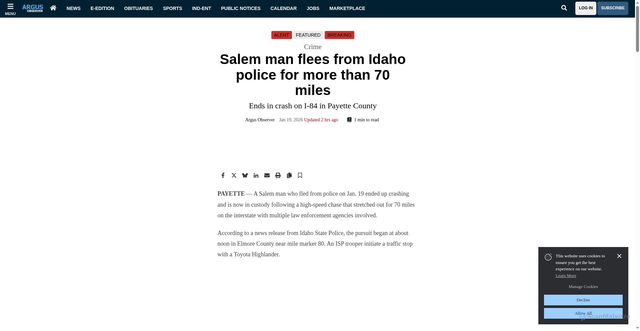Security scan screenshot of https://www.argusobserver.com/free_access/salem-man-flees-from-idaho-police-for-more-than-70-miles/article_5bbf83f8-3166-45e3-b7d6-70badf1aba01.html