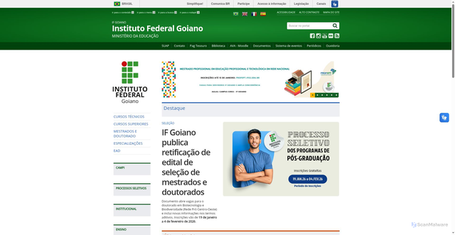 Security scan screenshot of https://ifgoiano.edu.br/home/index.php