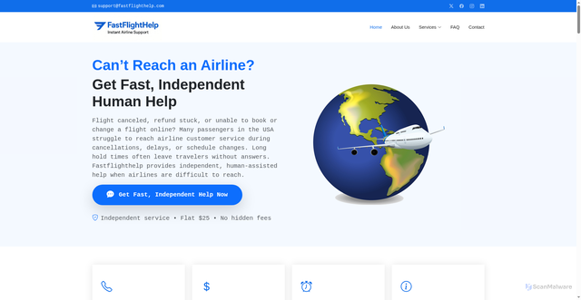 Security scan screenshot of http://fastflighthelp.pages.dev/