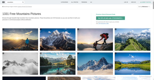 Security scan screenshot of https://vcsukgdukw11.pages.dev/search/mountains