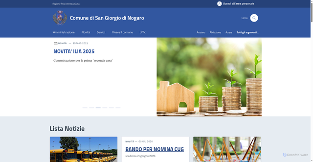 Security scan screenshot of https://WWW.COMUNE.SANGIORGIODINOGARO.UD.IT
