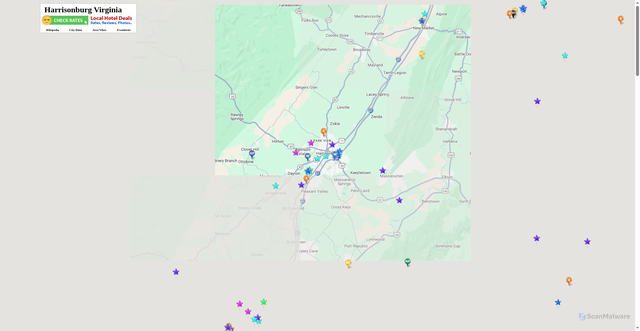 Security scan screenshot of https://va.map-today.com/Harrisonburg/
