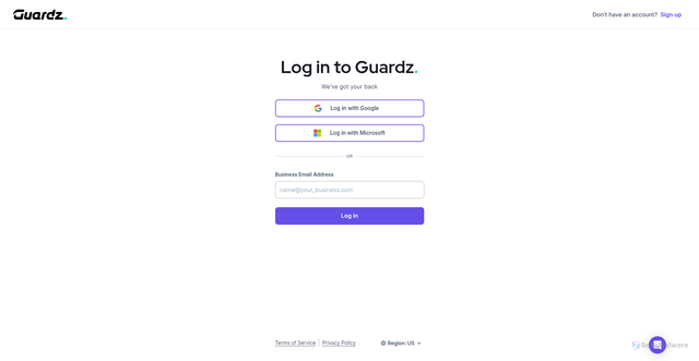 Security scan screenshot of https://app.us.guardz.com