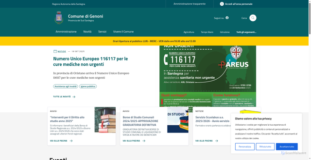 Security scan screenshot of https://comune.genoni.su.it/