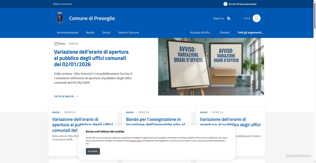 Security scan screenshot of https://www.comune.preseglie.bs.it/
