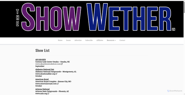 Security scan screenshot of https://www.theshowwether.com/resources/events/